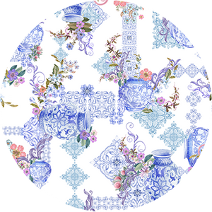 Circle displaying the print in CAMILLA's PAINT ME POSITANO print collection