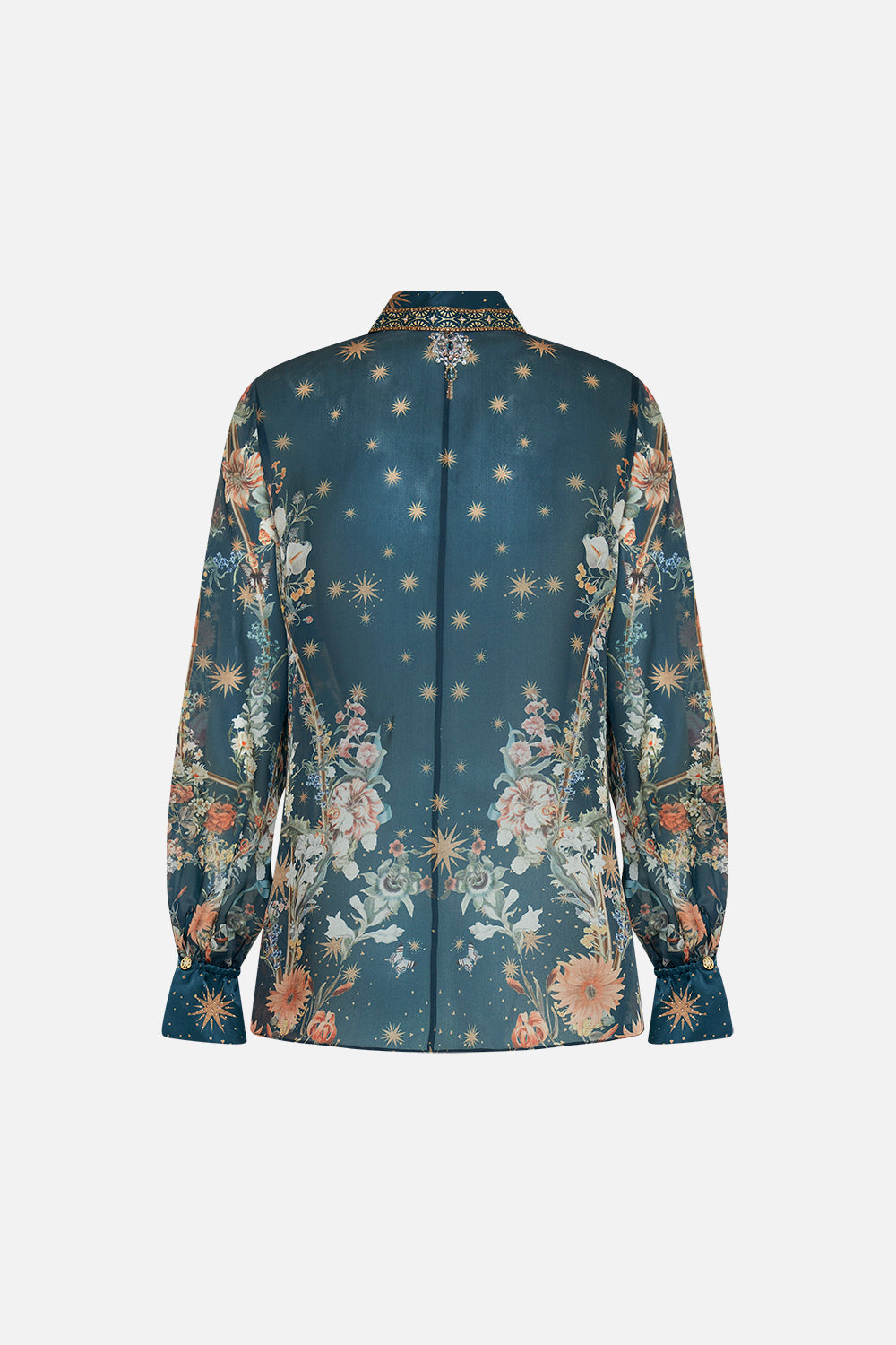 CAMILLA silk blouse in She Who Wears The Crown print