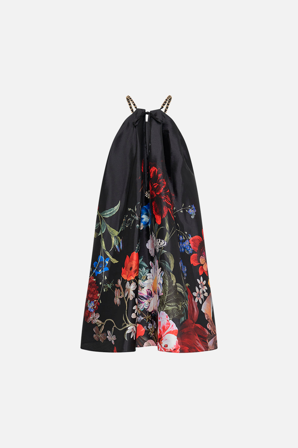 CAMILLA black floral print mini dress in A Still Life print