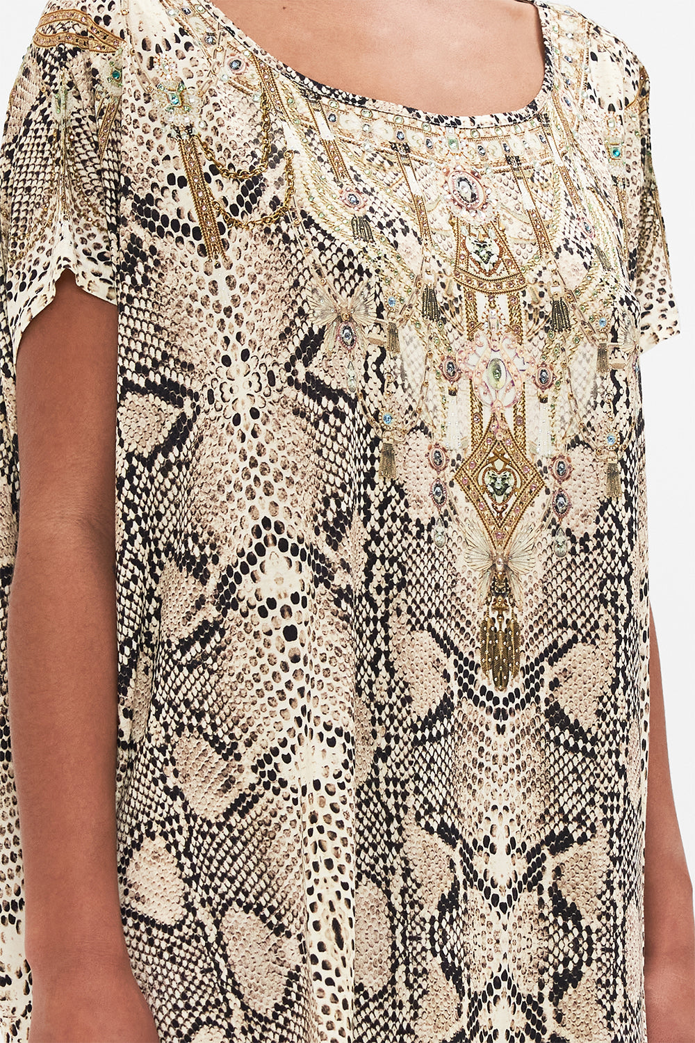 CAMILLA loose fit graphic tee in Looking Glass Houses print