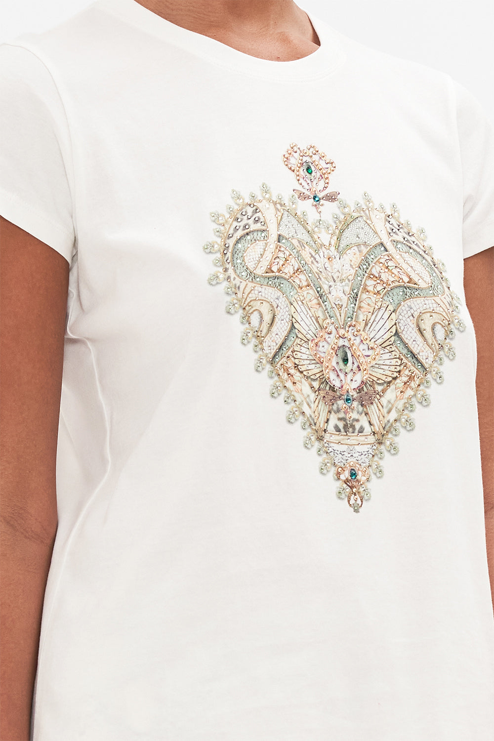 CAMILLA white graphic print t shirt Looking Glass Houses print