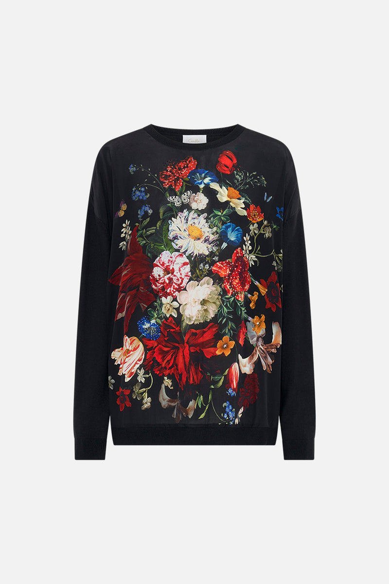LONG SLEEVE JUMPER WITH PRINT FRONT JARDIM PARTY