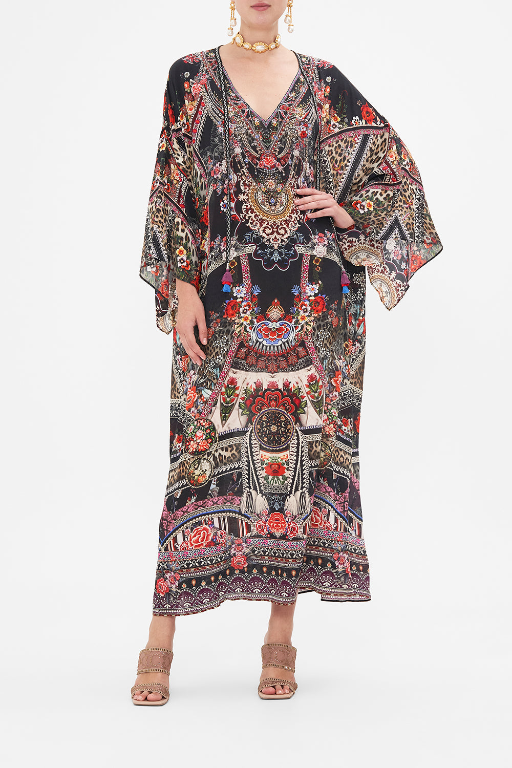 CAMILLA silk kaftan in Volendam Dolls print