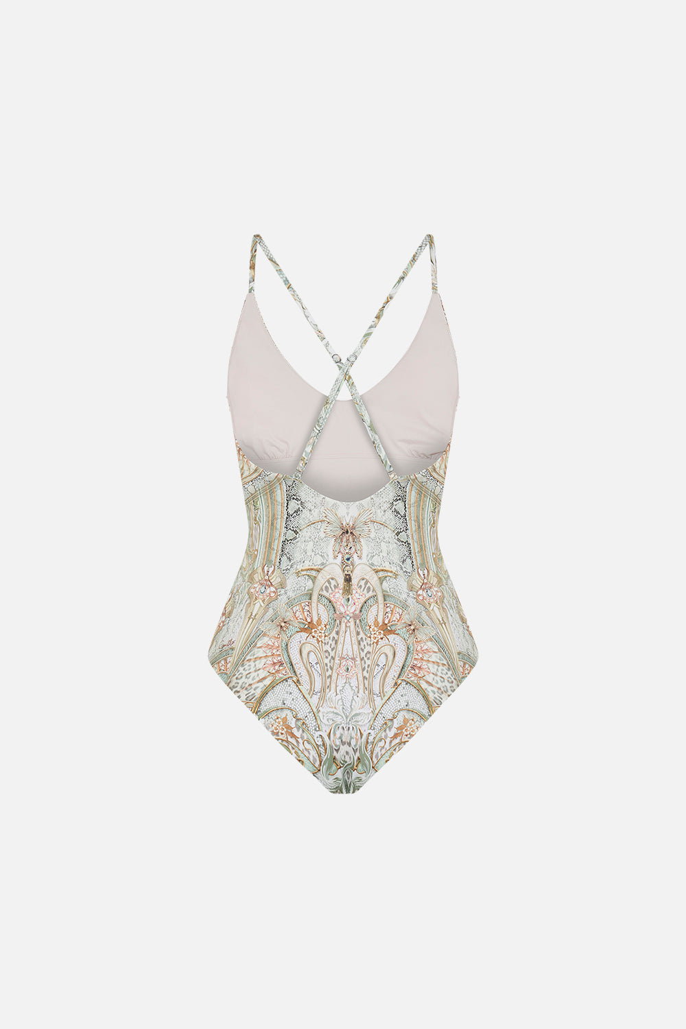 CAMILLA resortwear onepiece swimsuit in Ivory Tower Tales print