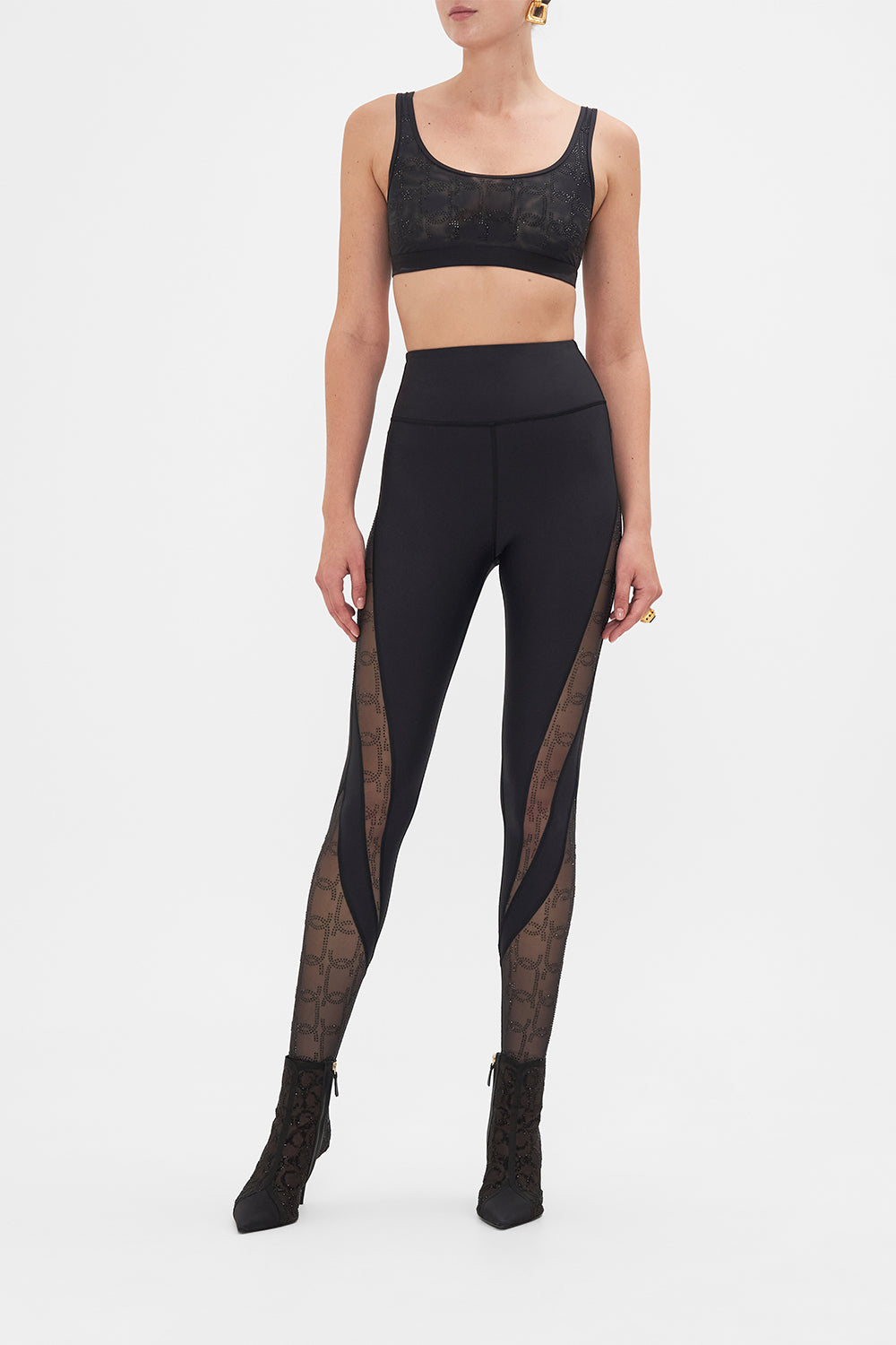 CAMILLA mesh crop in black