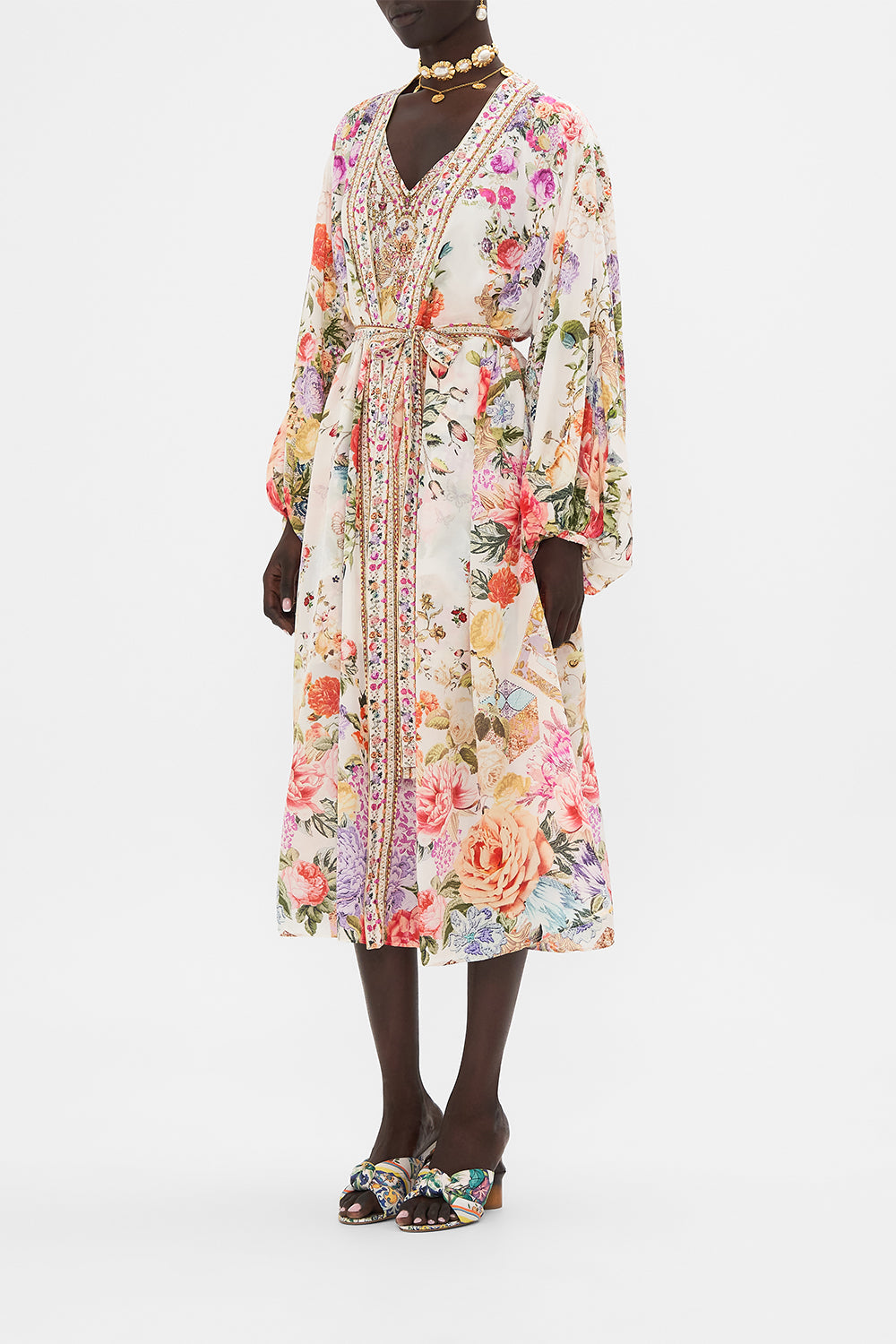 CAMILLA floral blouson sleeve layer in Sew Yesterday print