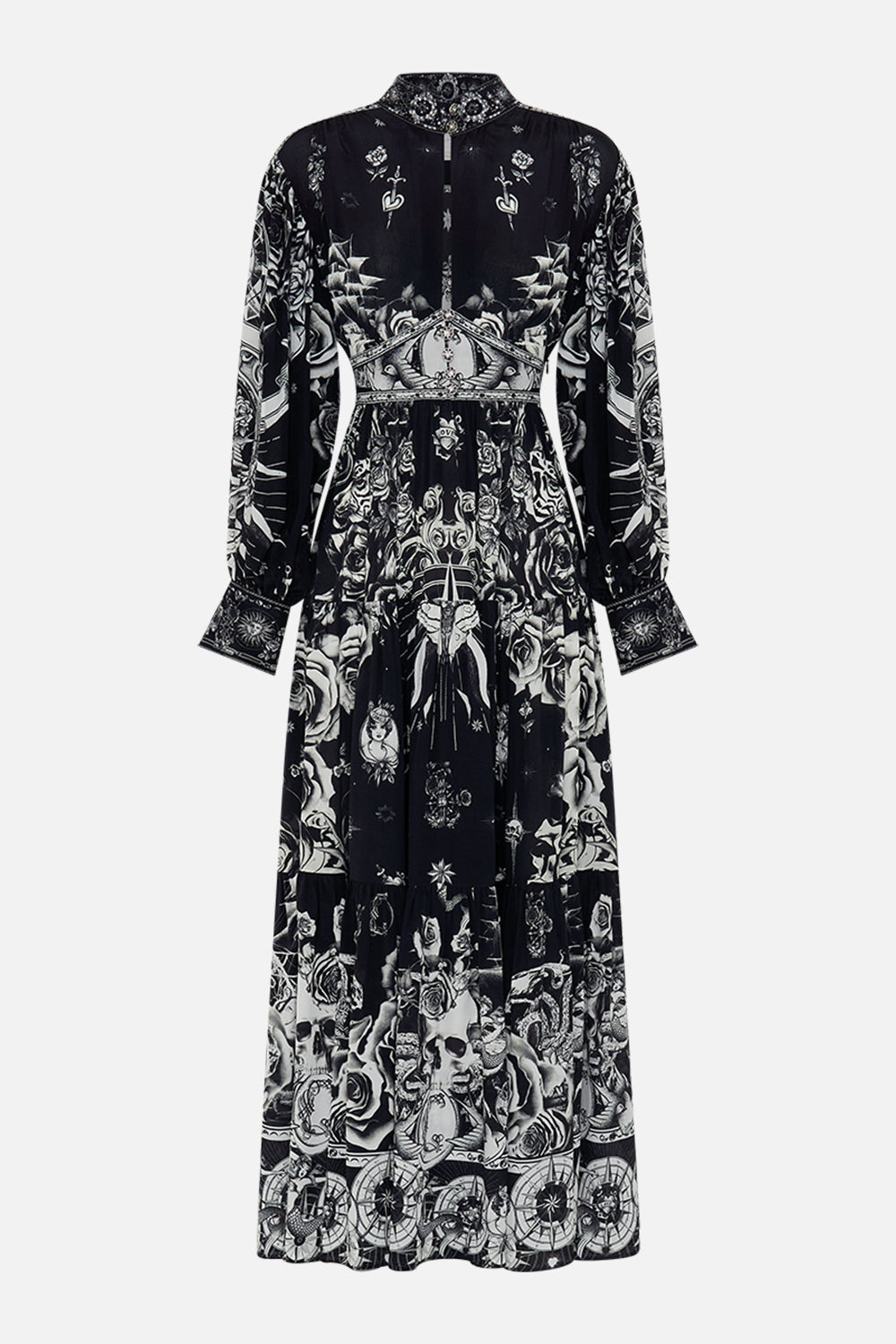 SHAPED WAISTBAND DRESS WITH TIERED SKIRT TALES OF TATTOO