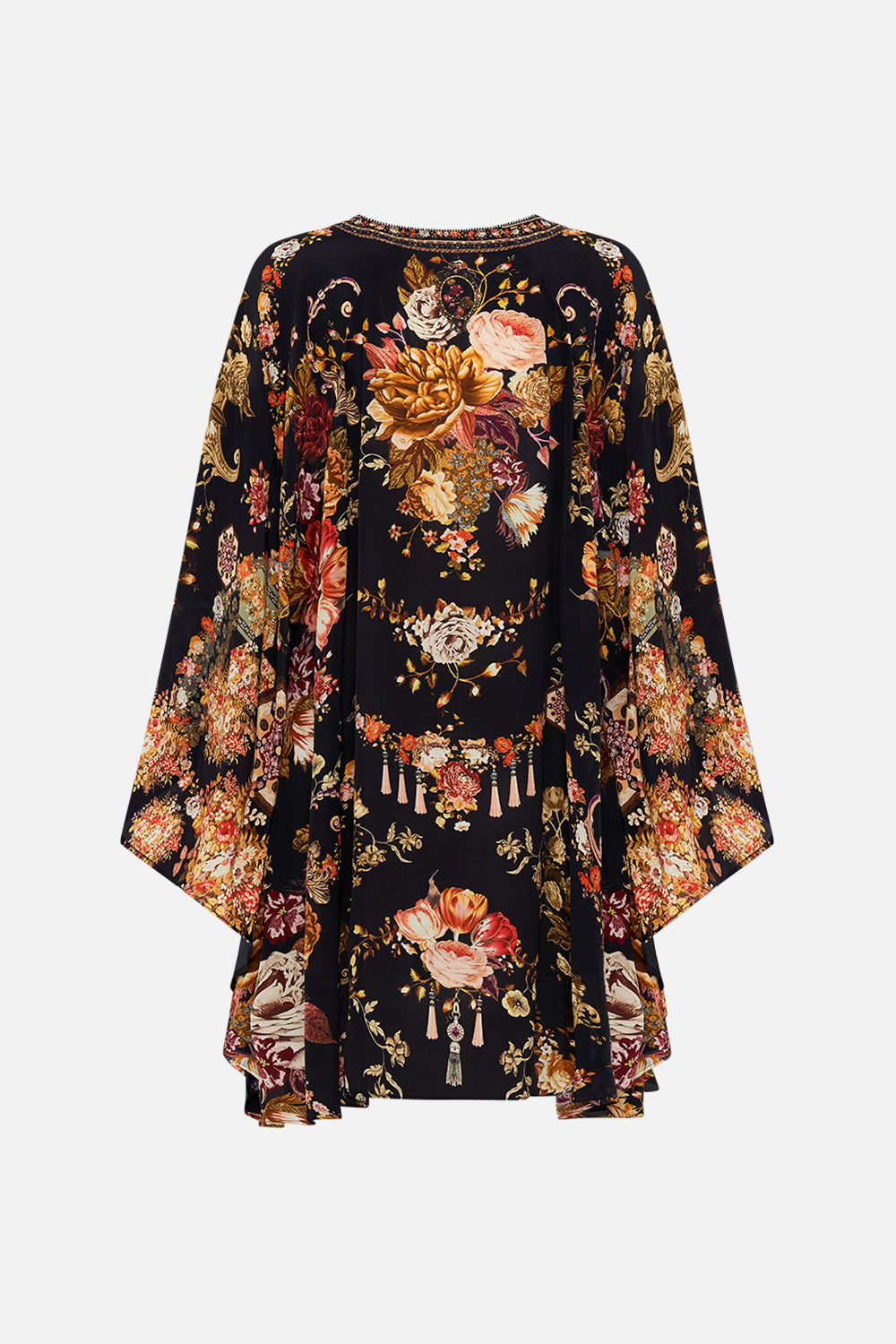 CAMILLA floral Raglan Sleeve Flared Kaftan in Stitched in Time
