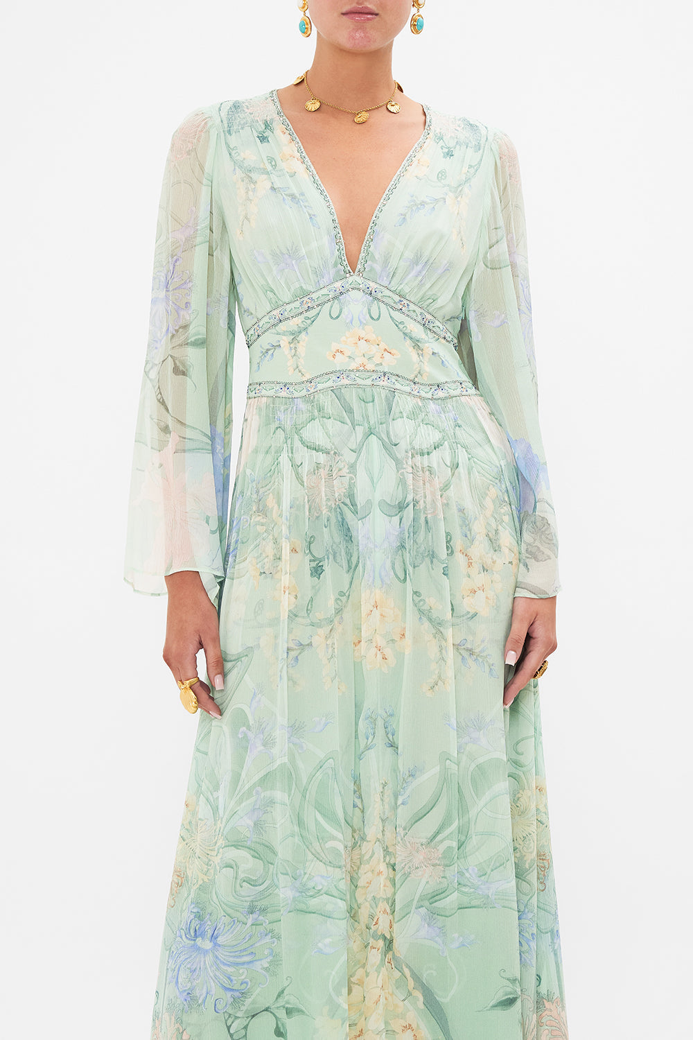CAMILLA Floral Flared Sleeve Dress in Dreaming in Dutch