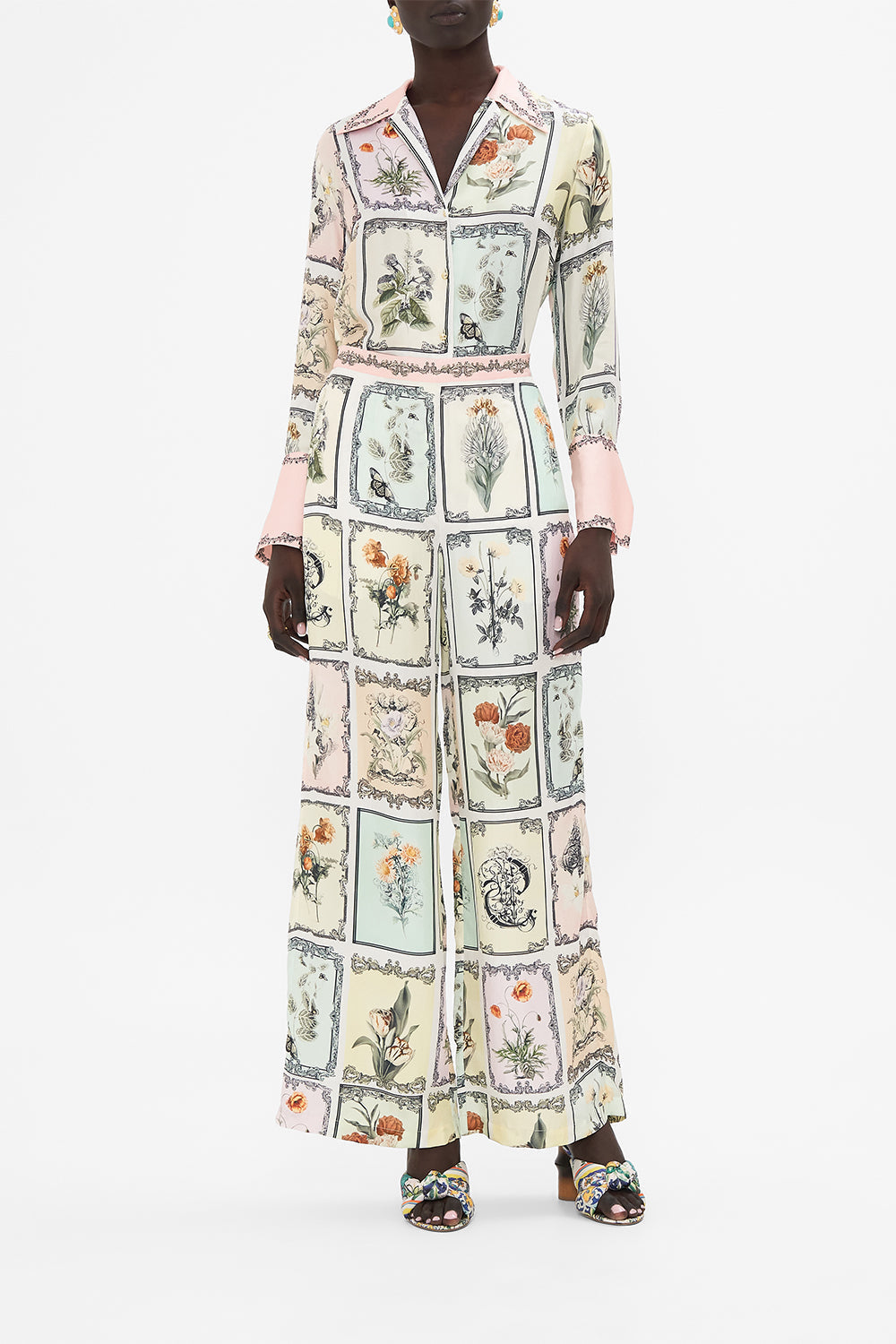 CAMILLA multi Minimal Wide Leg Pant in Long Live Letterpress