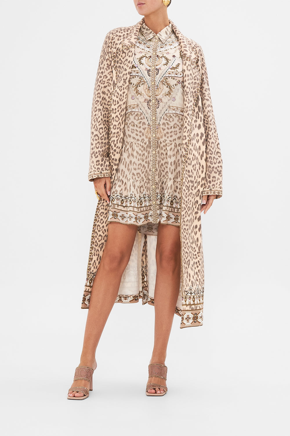 CAMILLA printed trench coat in Grotto Goddess print