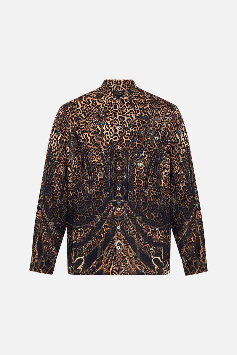 LONG SLEEVE MANDARIN COLLAR SHIRT WILD HORSES