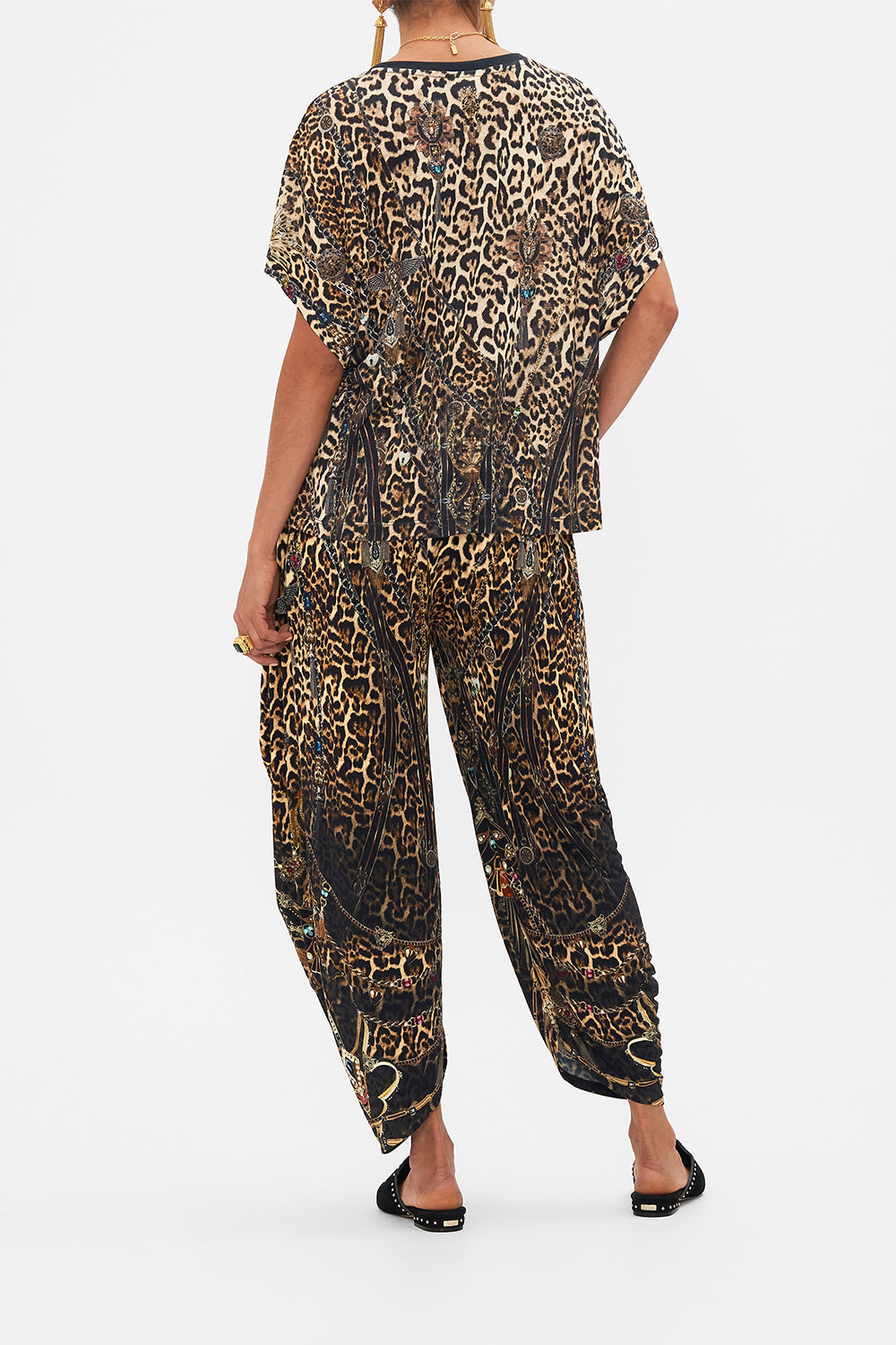 CAMILLA leopard t-shirt with dropped armhole in Amsterglam print.
