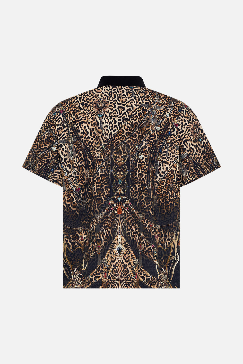 Hotel Franks by CAMILLA leopard relaxed fit woven polo shirt in Amsterglam