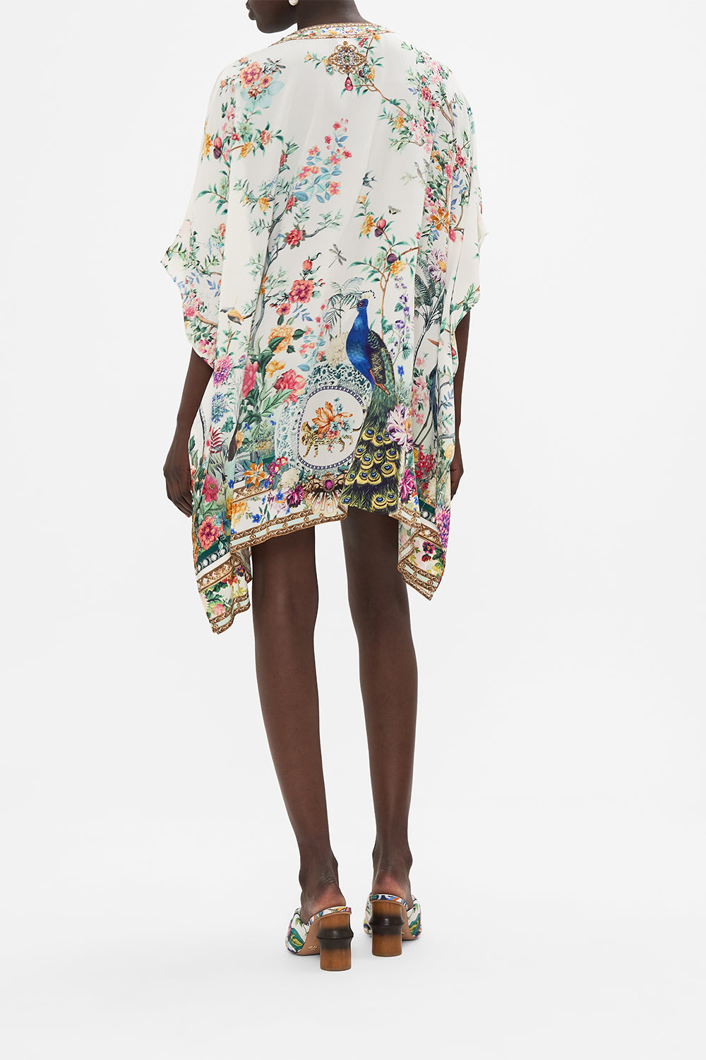 CAMILLA silk kaftan in Plumes and Parterres print