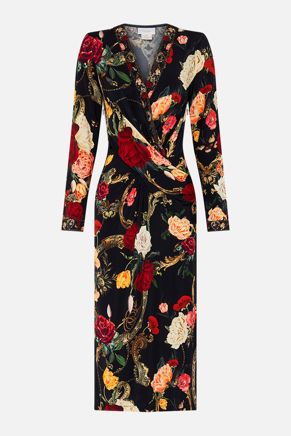 h3 product b3 V-NECK MIDI CROSS FRONT DRESS MAGIC IN THE MANUSCRIPTS hello fitted long kids-waistcoats