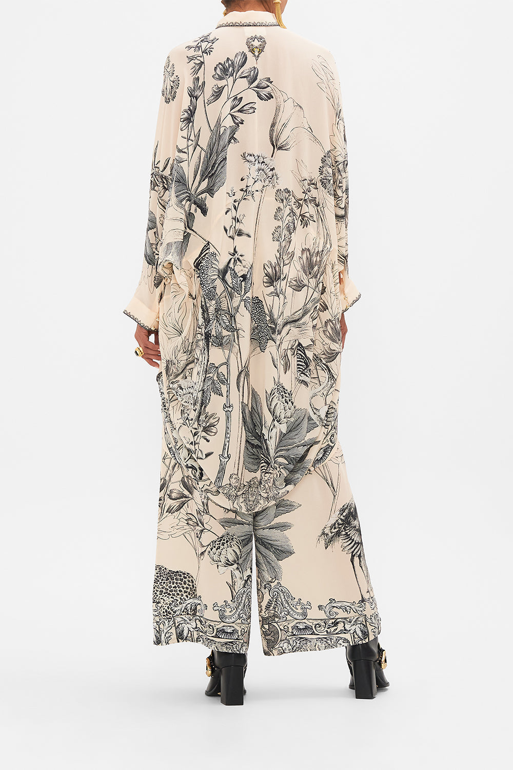 CAMILLA Multi Button Up Top with Draped Back in Etched into Eternity print
