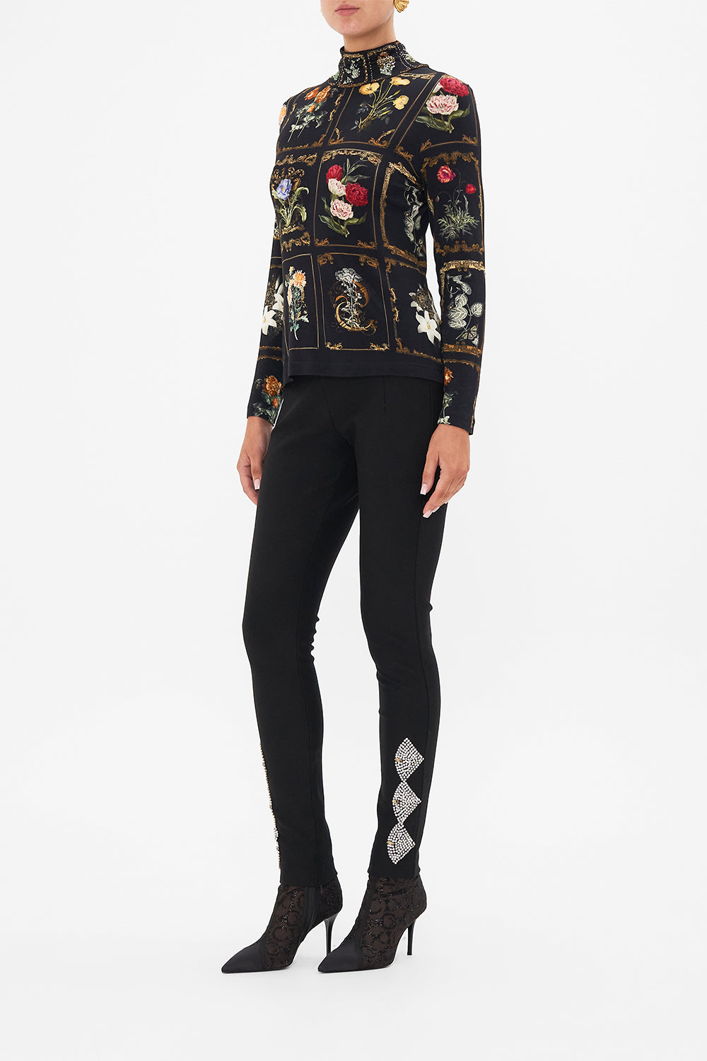 CAMILLA black ponte pants in magic In The Manuscripts print
