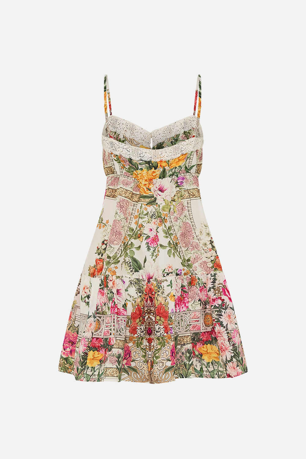 CAMILLA Short pintuck dress with pockets in Egyptian rose print.