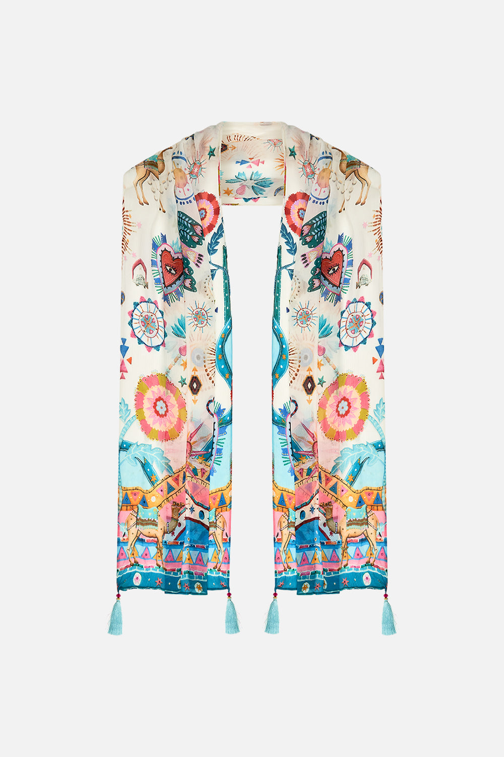 CAMILLA Long Scarf in Living In Colour print