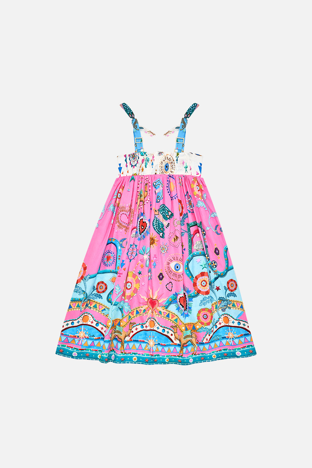 KIDS MIDI DRESS WITH CROCHET & POCKETS 4-10 RAINBOW ROADS