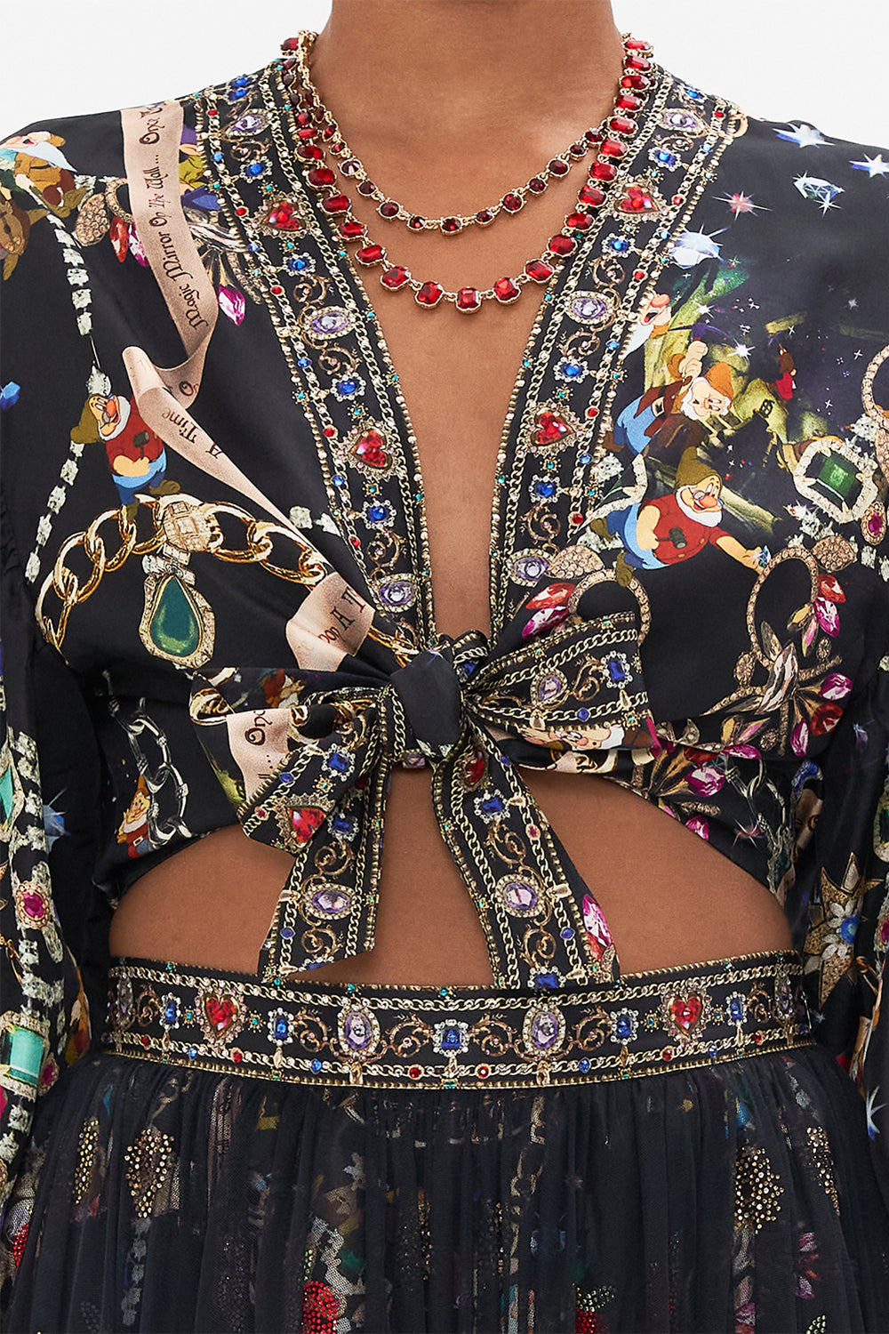 Disney CAMILLA puff sleeve top in Happily Ever After print