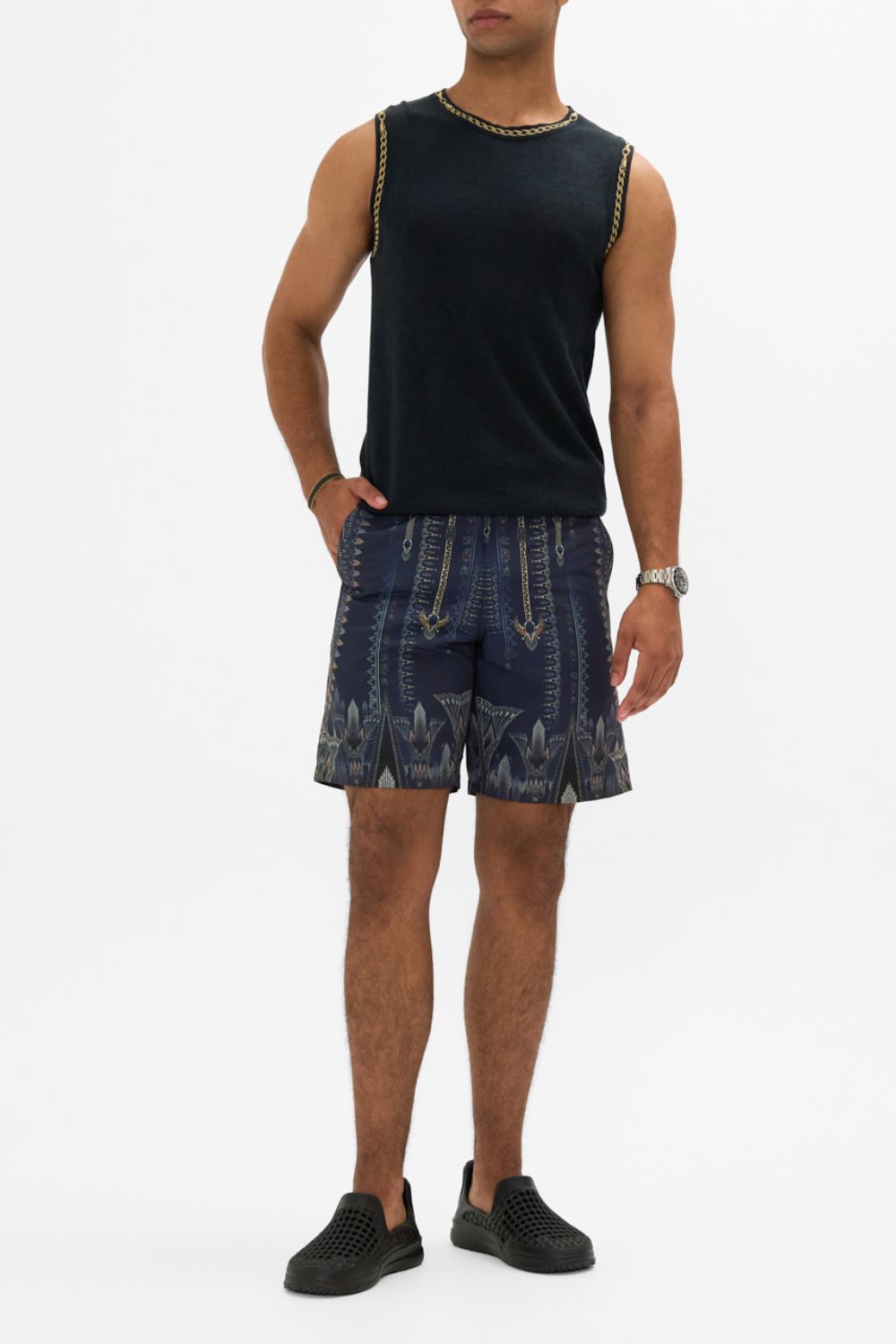 CAMILLA Mid Length Trail Short in The Egypt Effect print