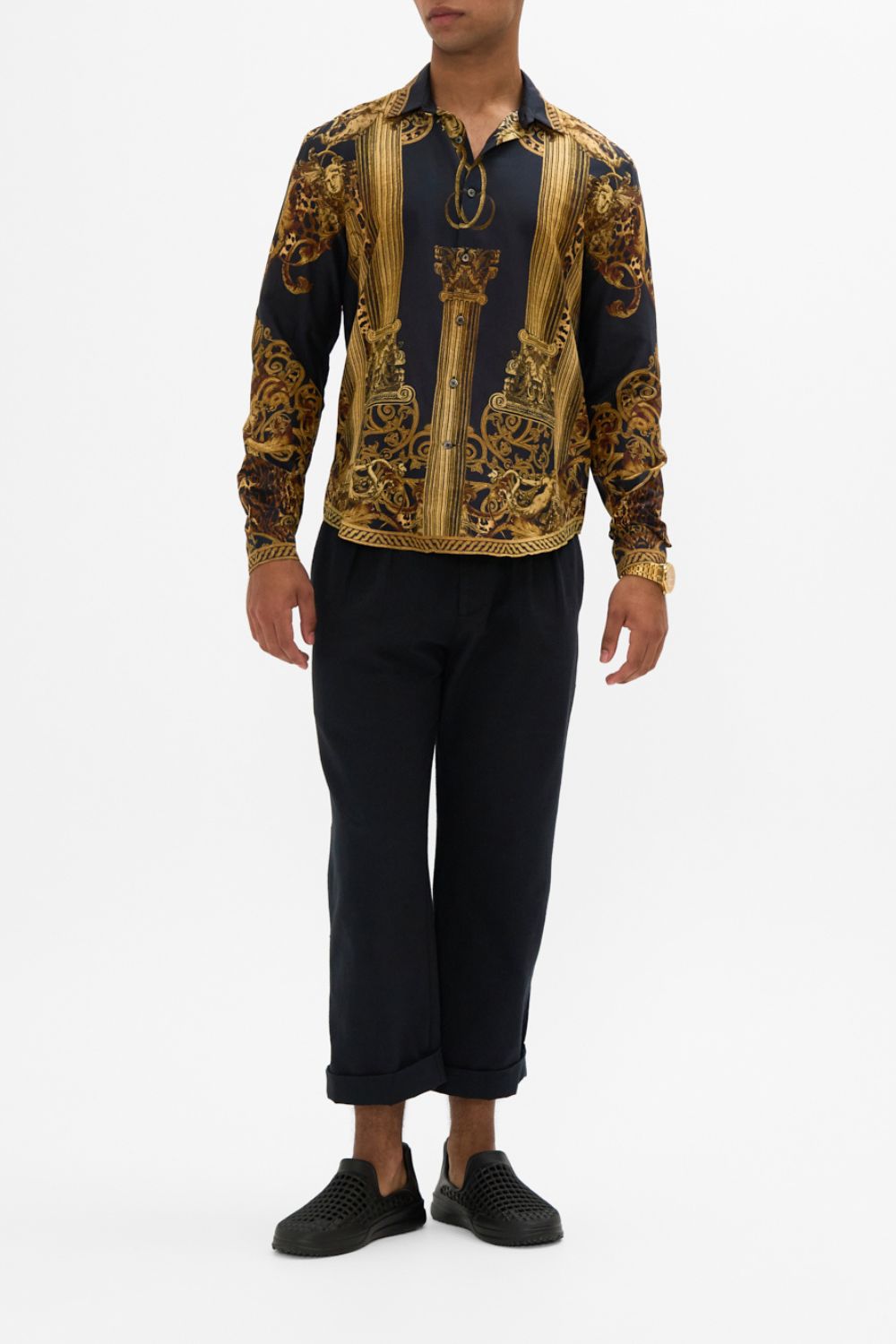 CAMILLA Collared Long Sleeve Shirt in Era Of Empires print
