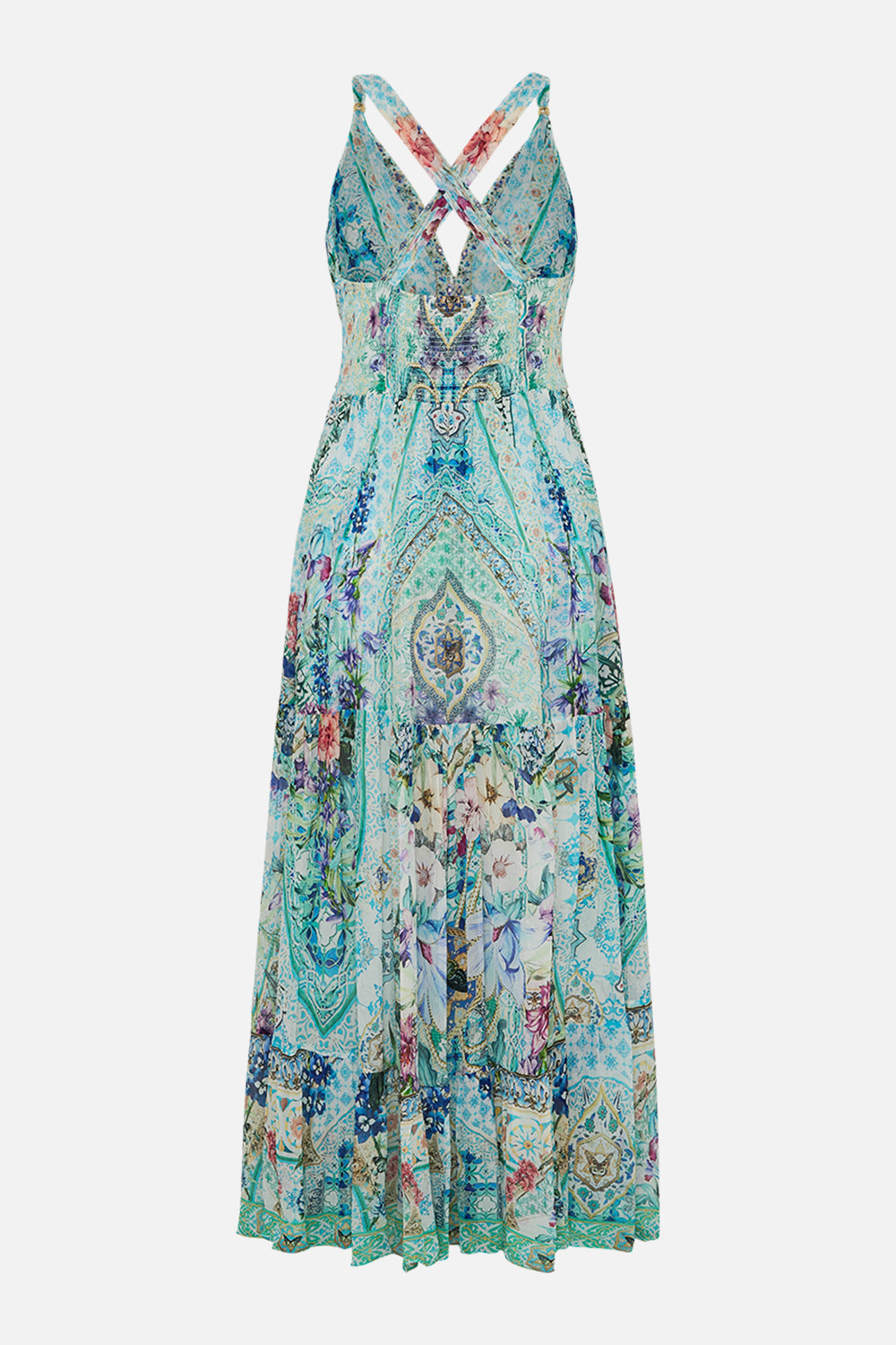 BEAD STRAP GATHERED PANEL DRESS SUNRISE IN SINTRA