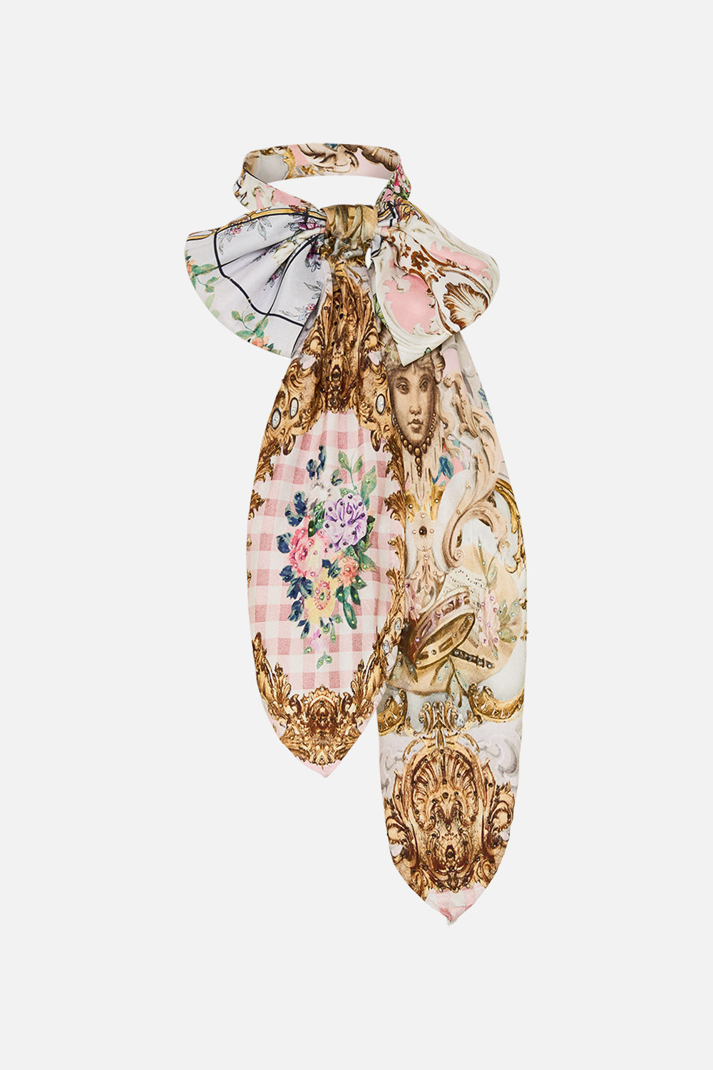 CAMILLA Bow Neck Scarf in Lisbon Lullaby print