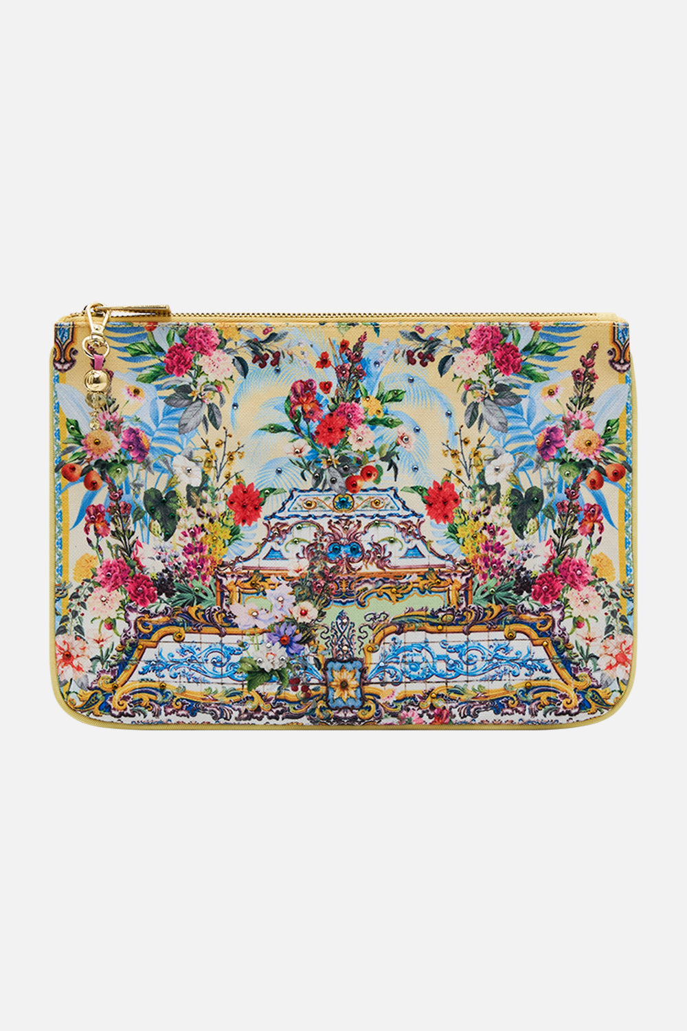 CAMILLA Small Canvas Clutch in Flor Fantástica print