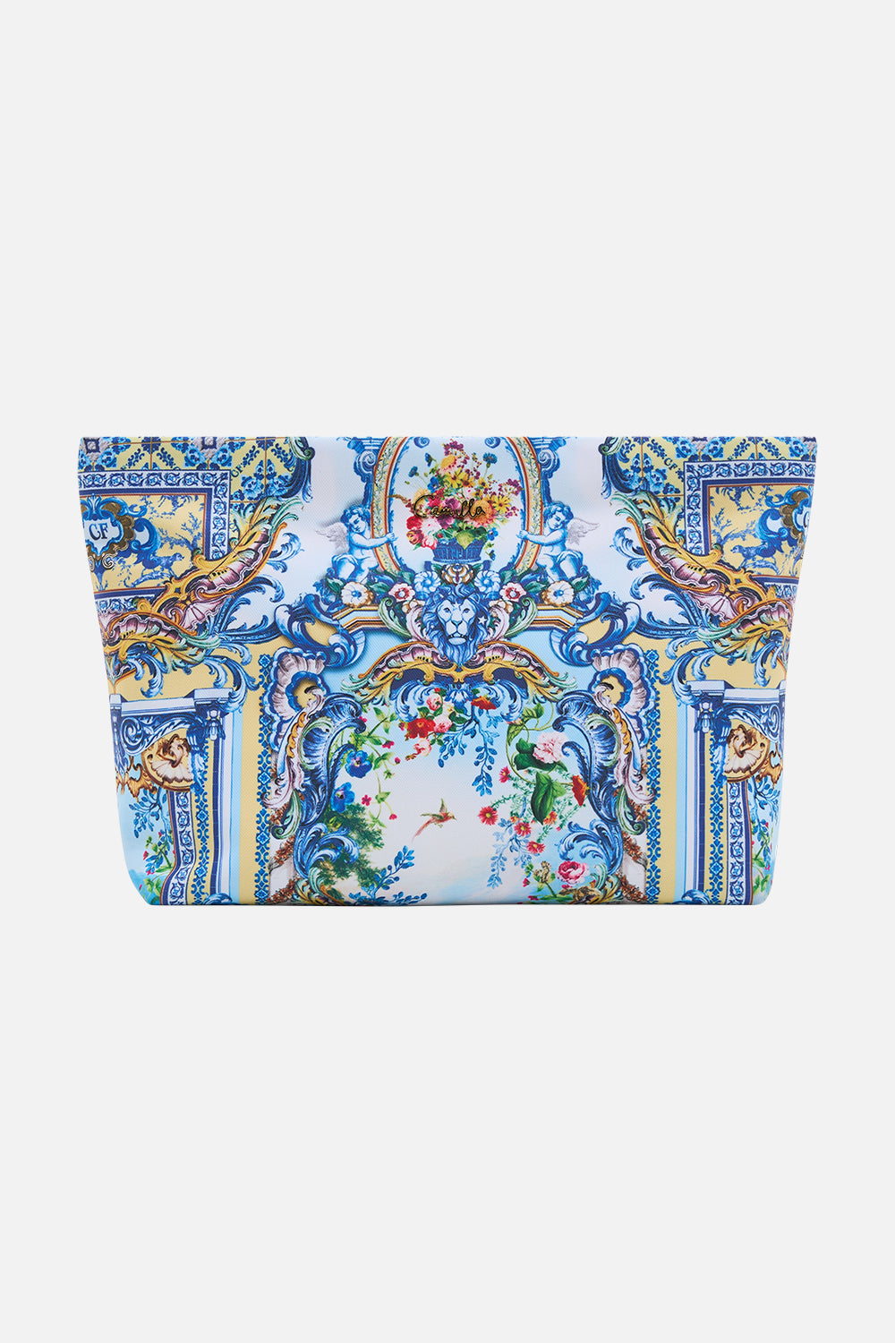 CAMILLA Large Makeup Clutch in Wall To Wall Wonders print