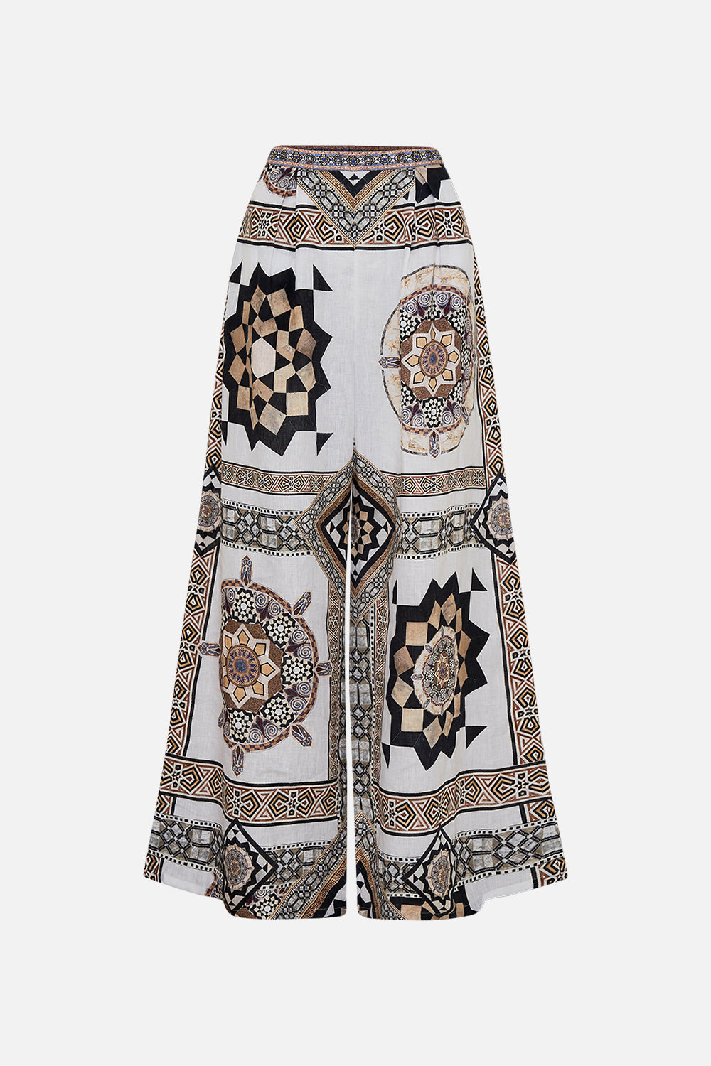 CAMILLA Tuck Front Pant in Tile Style Print.