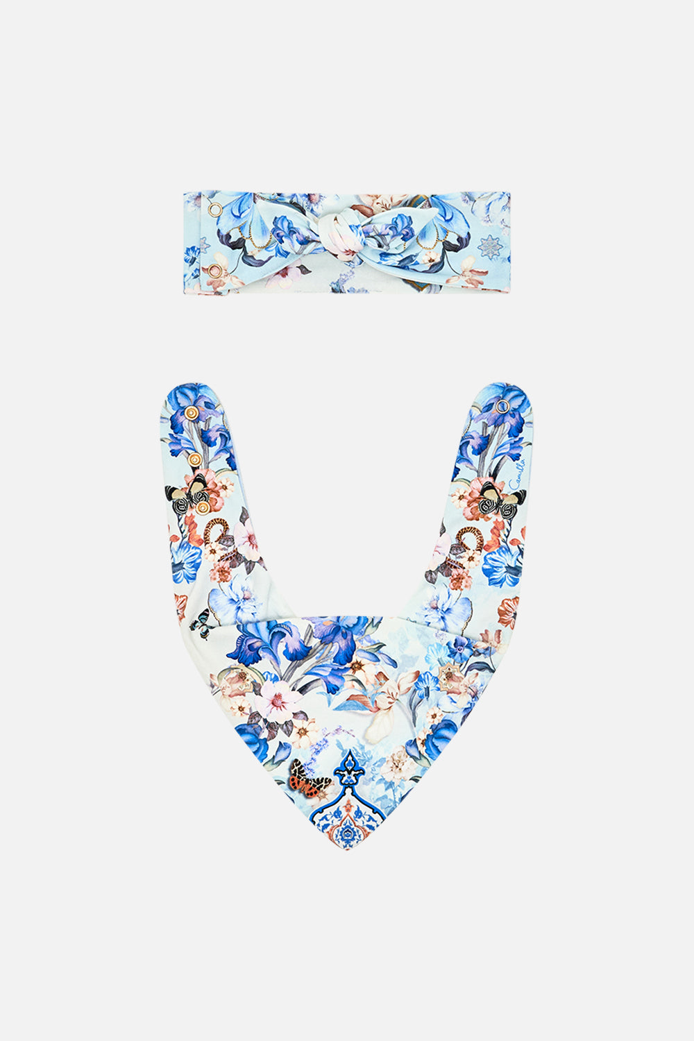 CAMILLA Babies Headband With Fastener And Bib Set in Al Manial Palace Memoirs print