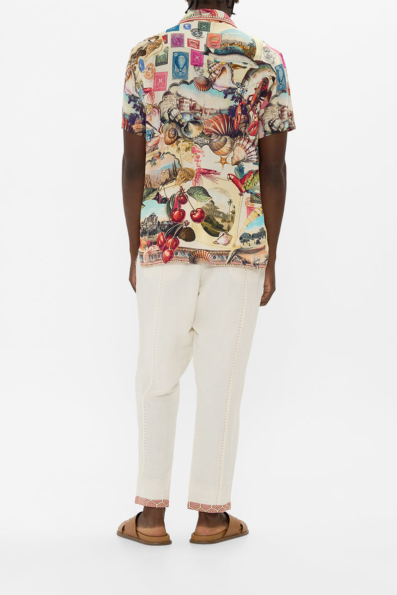 Short Sleeve Camp Collared Shirt A Tiled Wonderland - Camilla