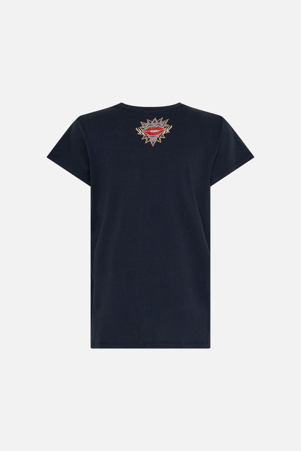 Back product view of CAMILLA black graphic tee in Chaos Magic print