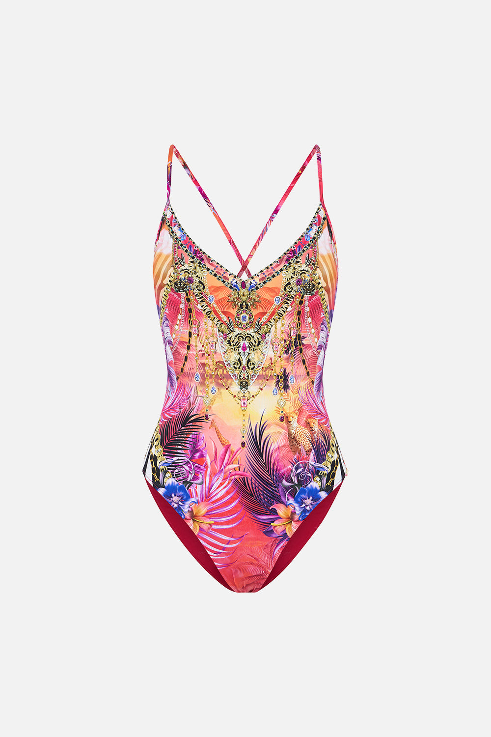 V NECK HIGH LEG ONE PIECE WILD LOVING