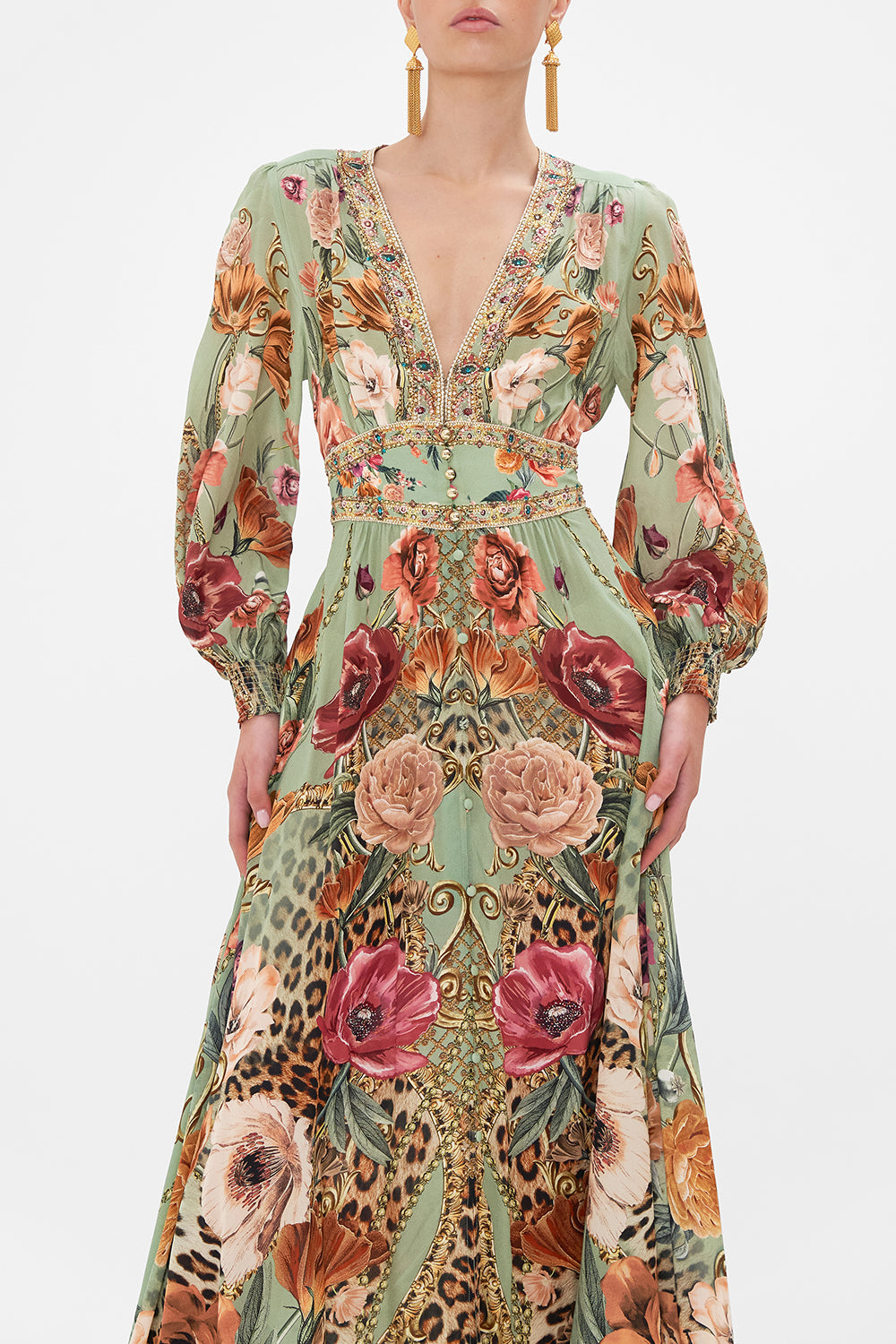 BUTTON DRESS WITH SHAPED WAISTBAND GROW AND GLOW