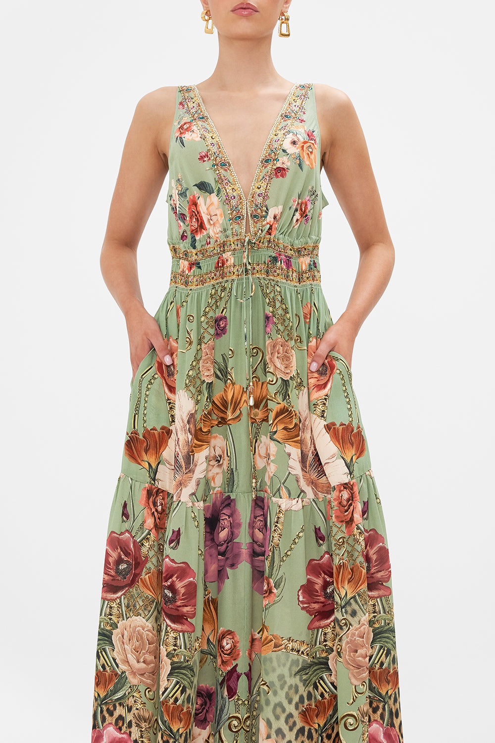 SHIRRED WAIST DETAIL LONG DRESS GROW AND GLOW