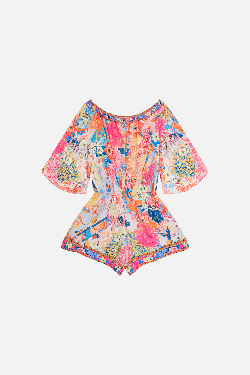 KIDS 3/4 FLARE SLEEVE PLAYSUIT TEA AND HONEY