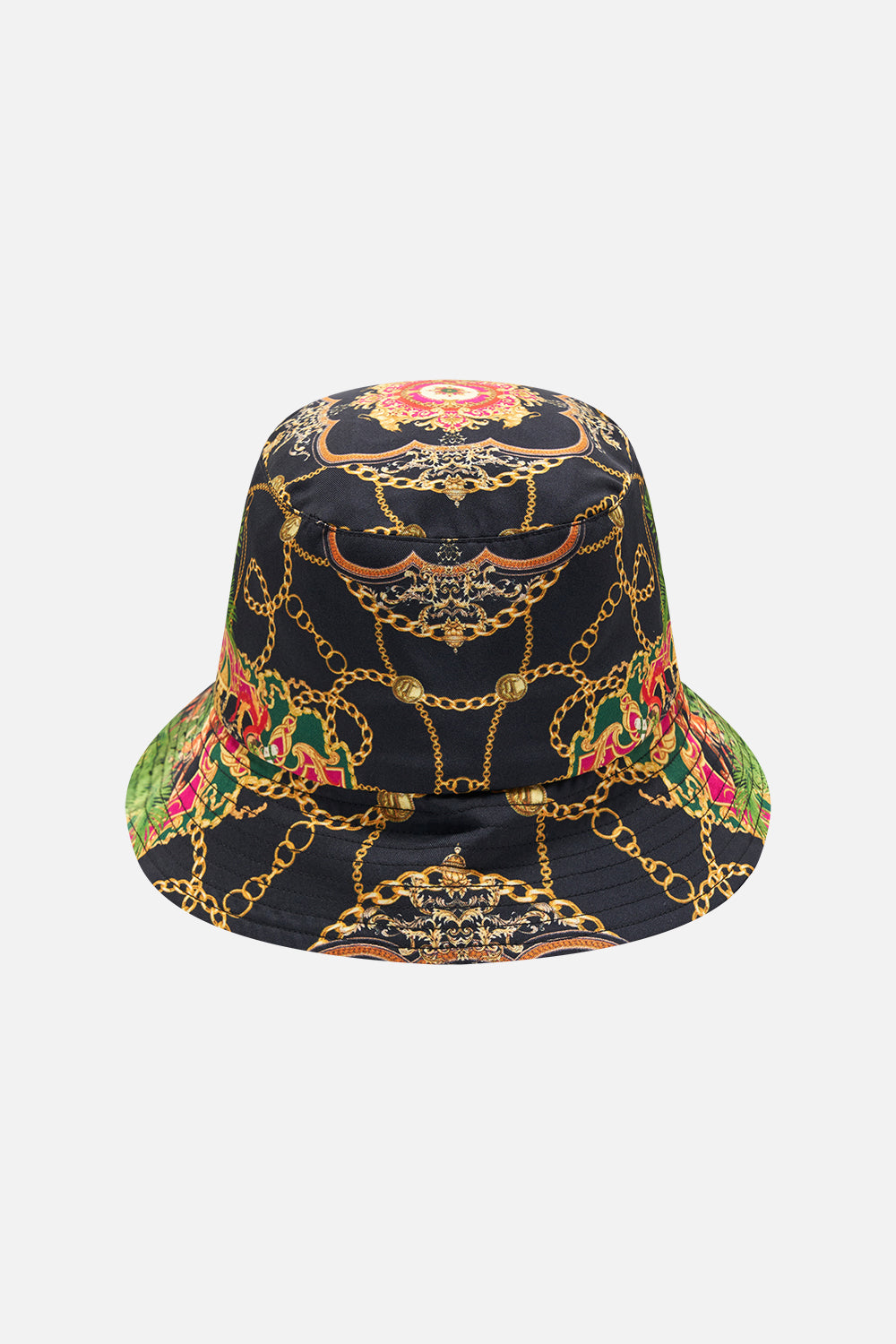 Detail view of CAMILLA bucket hat in Jealousy And Jewels print