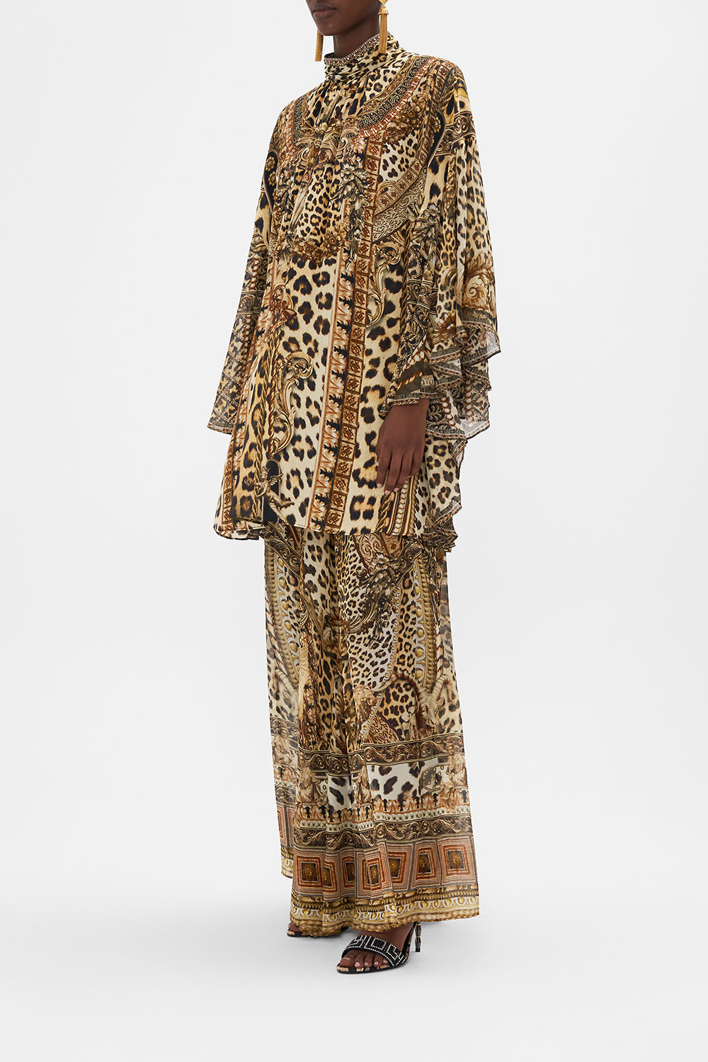 HIGH NECK RUFFLE SLEEVE BLOUSE STANDING OVATION