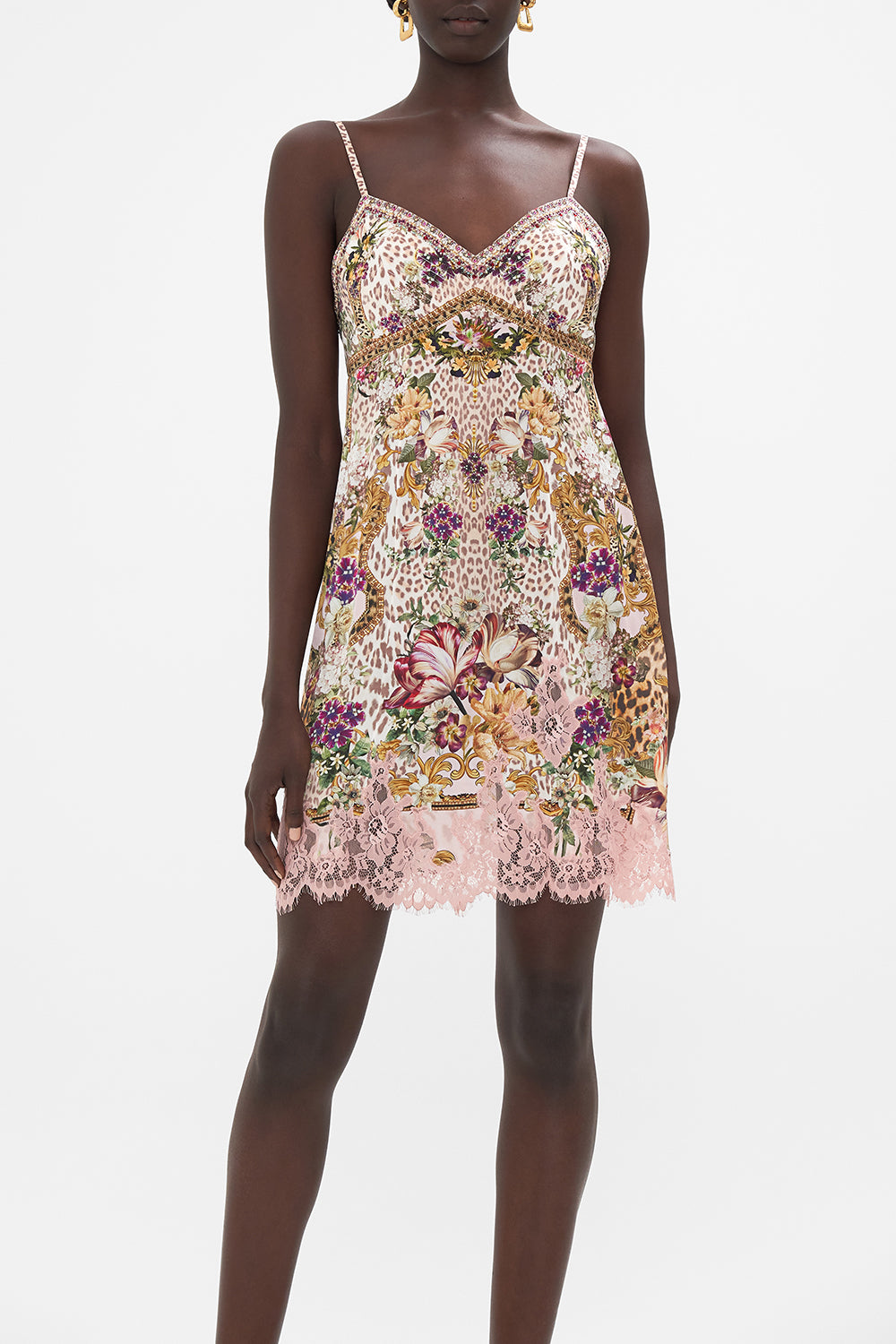 SHORT SLIP DRESS WITH TOPSTITCHING BAMBINO BLISS