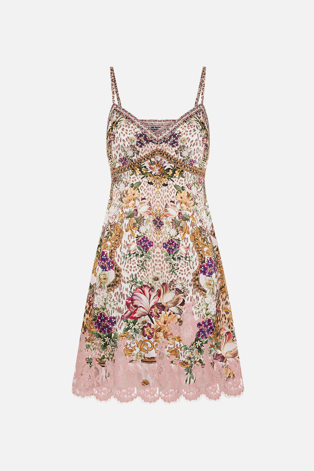 SHORT SLIP DRESS WITH TOPSTITCHING BAMBINO BLISS