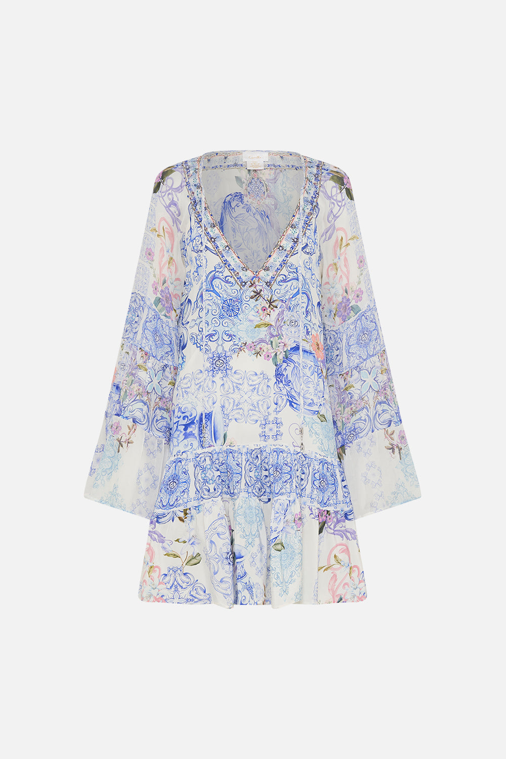 A-LINE GATHERED PANEL DRESS PAINT ME POSITANO