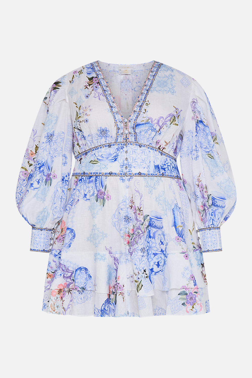 BUTTON FRONT FRILL DRESS PAINT ME POSITANO