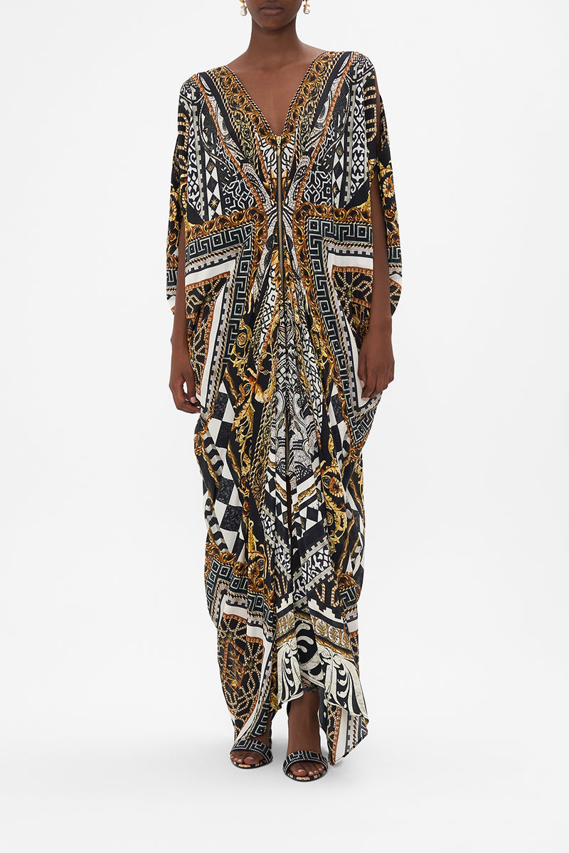 LONG DRAPE DRESS WITH ZIP FRONT FITZGERALDS FLAPPER
