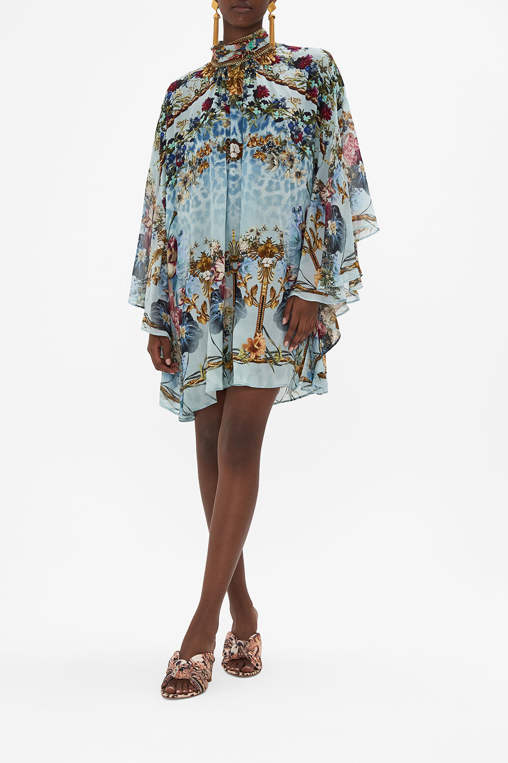 HIGH NECK RUFFLE SLEEVE BLOUSE LETTERS TO LEO