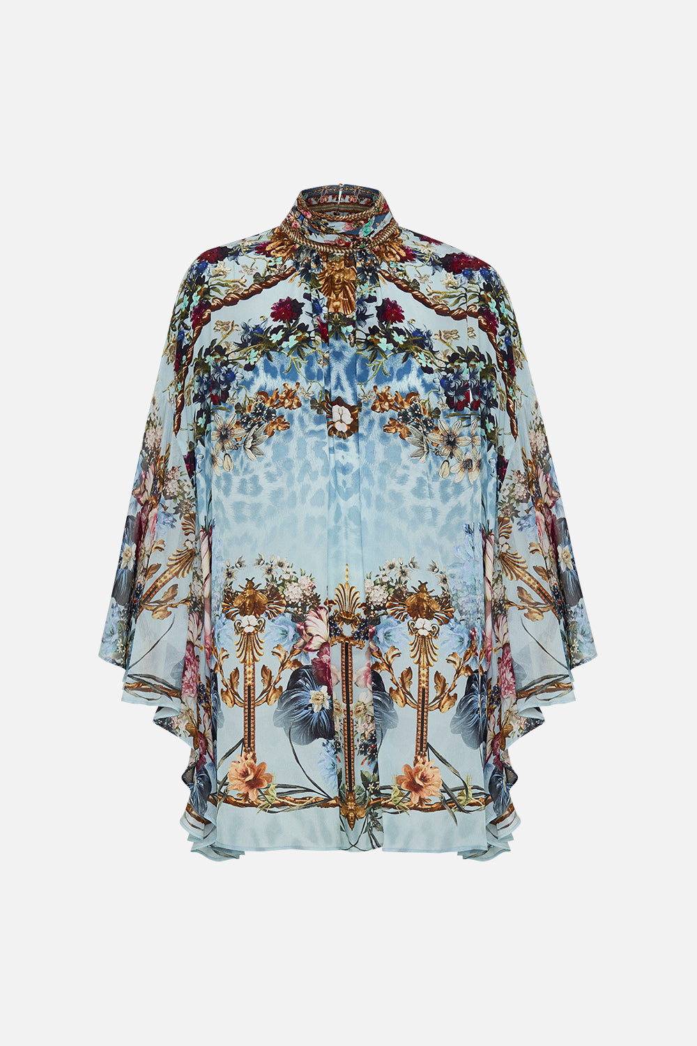 HIGH NECK RUFFLE SLEEVE BLOUSE LETTERS TO LEO