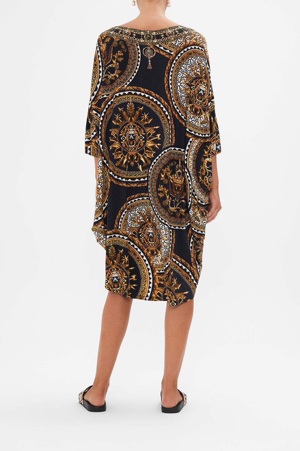 SCOOP BACK HEM LOUNGE DRESS DUOMO KALEIDO